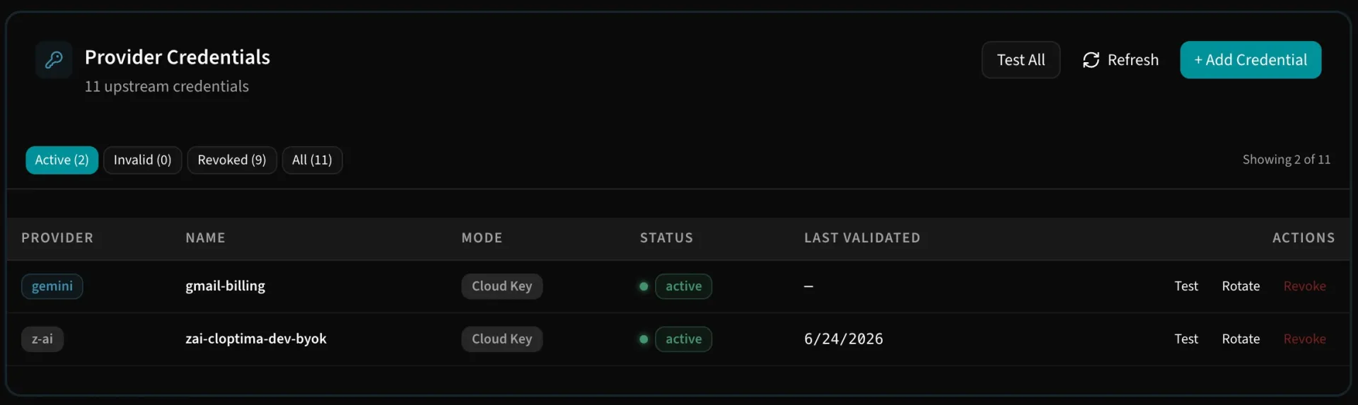 Encrypted provider credentials managed in Cloptima